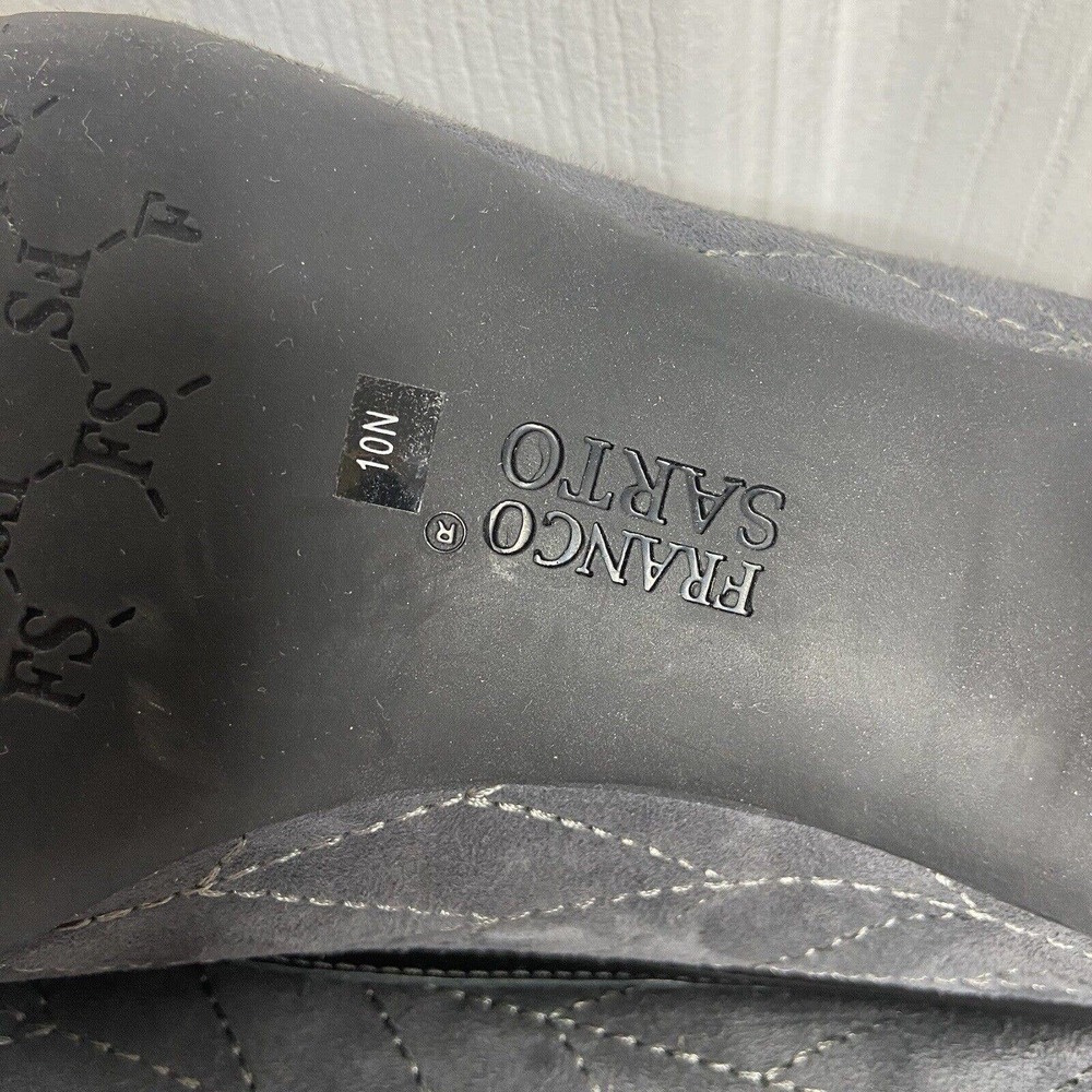 Franco Sarto Mary Jane Kitten Heel Pumps Size 10N Gray Stitching Suede Workwear - Picture 11 of 12